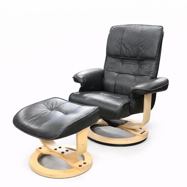 Fåtölj med fotpall, Stressless, Norge, Skinn, 2000-tal. 