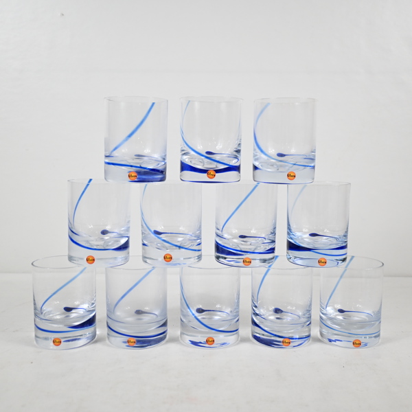 Whiskyglas, 12st, "Blue Line", Ulven. 