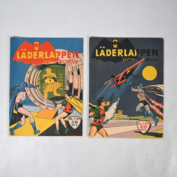 Serietidningar, 2st, Läderlappen och Robin, Nr1 1954, Nr2, 1956. 
