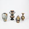 Vaser och lockurna, 4 delar, Cloisonné, Kina.