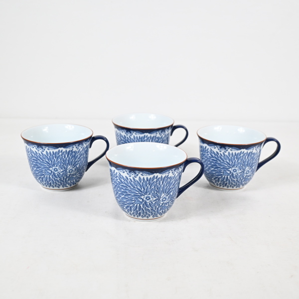 Caroline Slotte, tekoppar, 4st, "Ostindia Floris", Rörstrand.