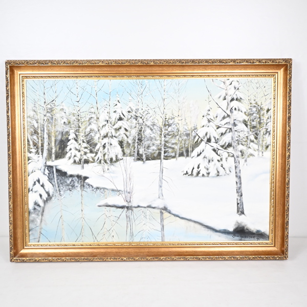 Stig Andresen (1928-2008), olja på duk, vintermotiv, signerad.