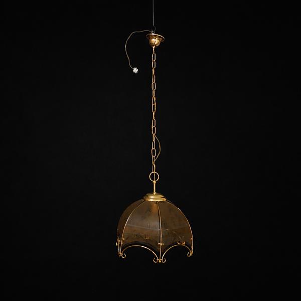 Taklampa, glas och metall, 1970-tal.