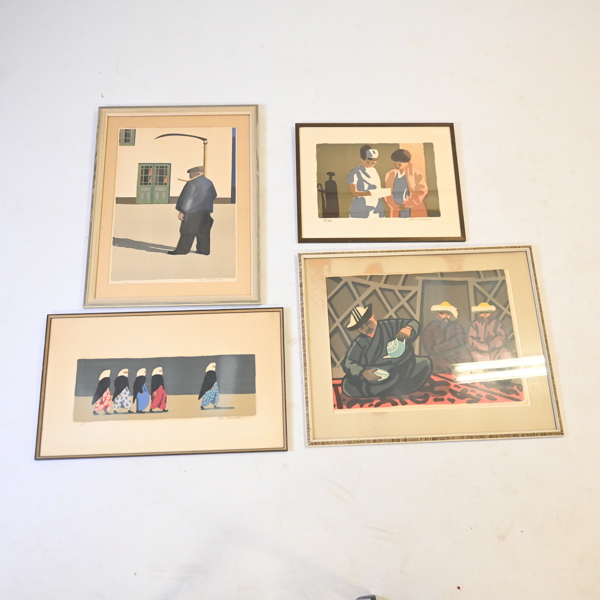 Lars Norrman (1915-1979), färglitografier, 4st, signerade.