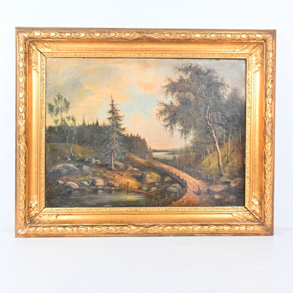 Carl Berggren (1830-1915), landskapsmotiv, olja på pannå, signerad.