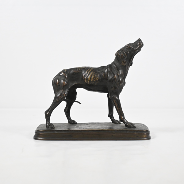 Ferdinand Pautrot (1832-1874), skulptur i brons, jakthund, signerad.