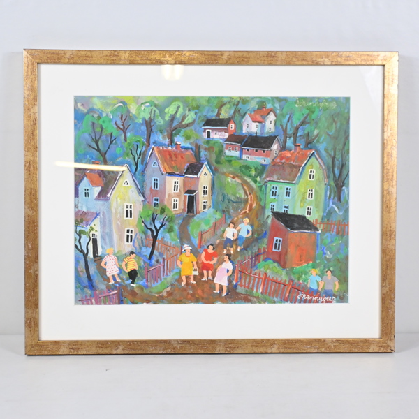 Jöran Nyberg (1937-2012), "Hand i hand", gouache, signerad.