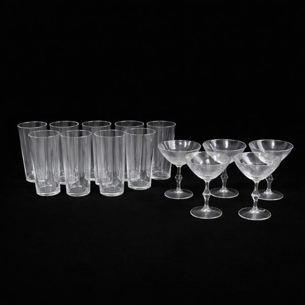 Grogglas och champagneglas, 12+6st, 1900-tal.
