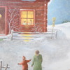 Barbro Lindgren (f. 1937), Stuga i vinterlandskap, olja på duk, signerad.