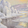 Ernst Lindgren (1887-1948), Vinterlandskap, olja på pannå, signerad.