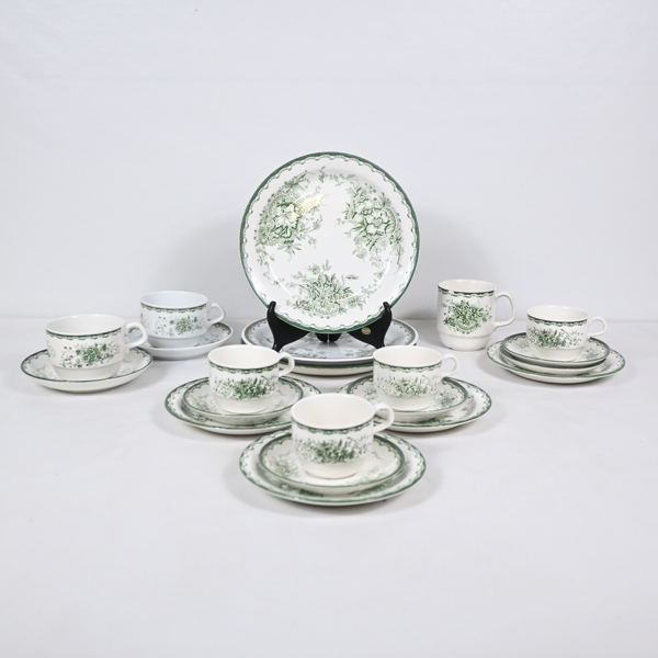 Servisdelar, 21st, "Grön Anna", porslin, Rörstrand.