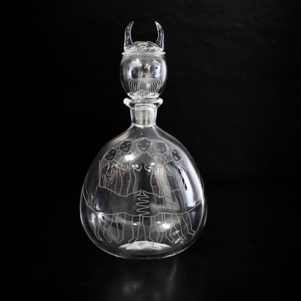 Sven Palmqvist, karaff, Orrefors, 1956.