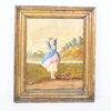 Oidentifierad konstnär, dansande flicka i landskap, olja på pannå, 1800-tal.