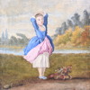 Oidentifierad konstnär, dansande flicka i landskap, olja på pannå, 1800-tal.