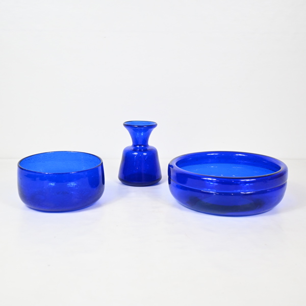 Erik Höglund, skålar och vas, 3 delar, glas, Boda.