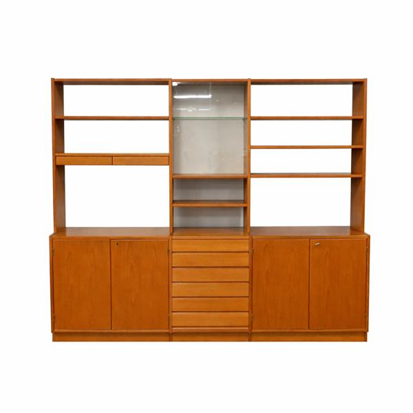 Bokhylla, tre sektioner, teak, Skaraborgs Möbelindustri, Tibro, 1960-tal. 