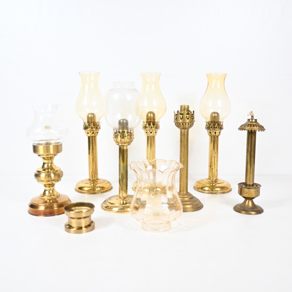 Stormlyktor, 7st, mässing, 1900-tal.