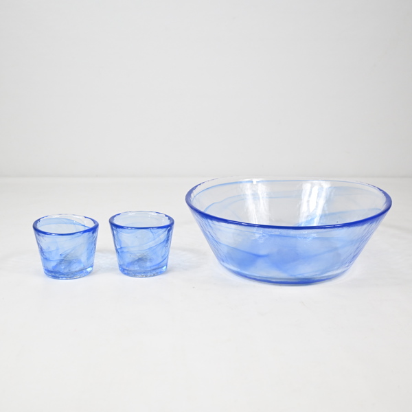 Ulrica Hydman-Vallien, ljuslyktor och skål, 3 delar, Kosta Boda.