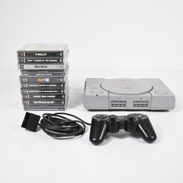 Konsol, Playstation 1, med tillbehör. 