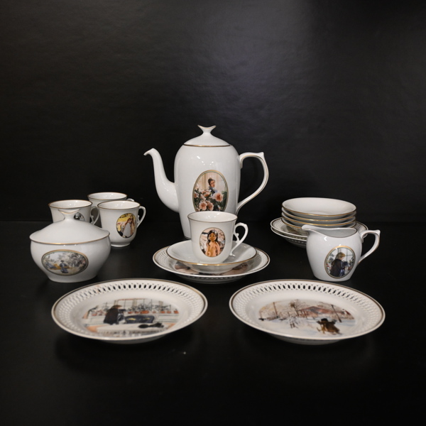 Kaffeservis, 18 delar, porslin, "Carl Larsson", Bing & Gröndahl.