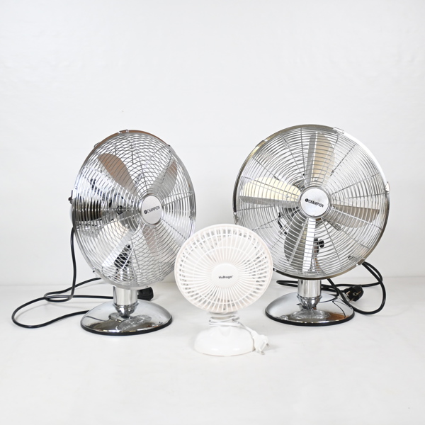 Bordsfläktar, 3st, Champion & Voltage. 