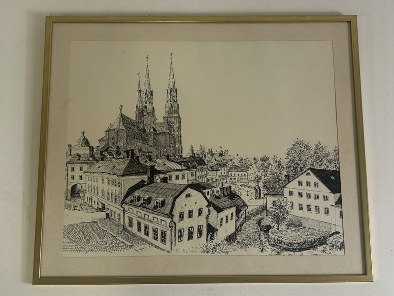 Litografi Uppsalamotiv signerad Bo Svärd 29/50 