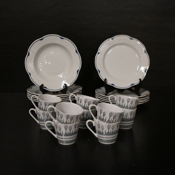 Servisdelar, 12+9st, porslin, 1900-tal.