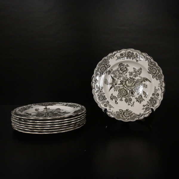 Tallrikar, 8st, "Bristol", porslin, Crown Ducal, England.