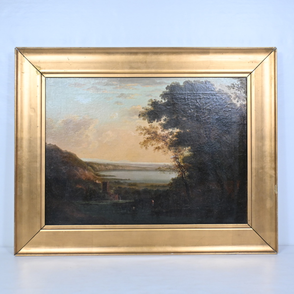 Okänd konstnär, Landskap med sjöutsikt, 1800-tal eller äldre.