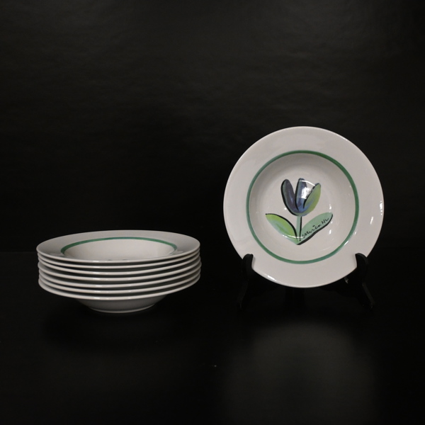 Ulrica Hydman-Vallien, djupa tallrikar, 8st, "Tulip", Kosta Boda.