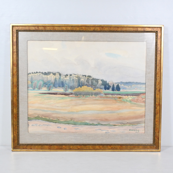 Axel Sjöberg (1866-1950), Landskap med åkerfält, akvarell, signerad.