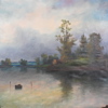 Carl Hallström (1850-1929), Landskap med vatten, olja på duk, signerad.