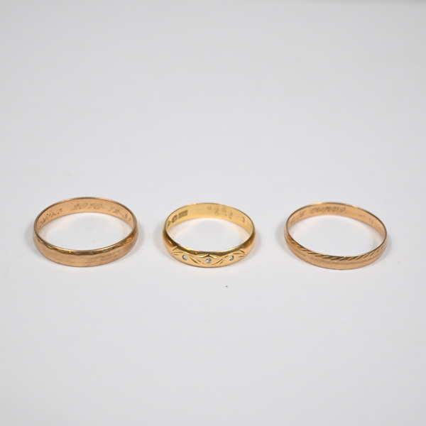 Ringar i 18k guld, 3st.