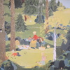 Skolplansch "En höstdag på torget" och "En höstdag i skogen", 1900-tal.
