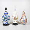 Bordslampor, 3st, porslin, orientaliska. 