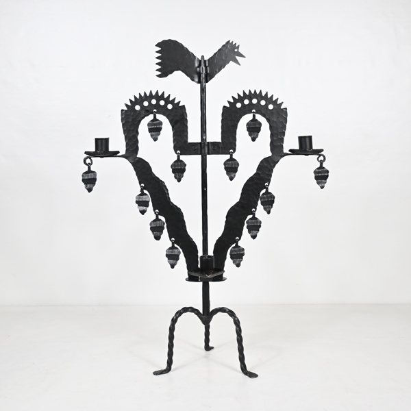 Kandelaber, "Tuppljusstake", smide, Leksand, 1900-talets andra hälft.