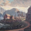 Oidentifierad konstnär, fors i fjällandskap, olja på duk, daterad 1869.