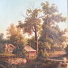 Okänd konstnär, Landskap med bebyggelse, olja på duk, omkring 1900.