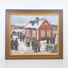 Bror Jönsson (f. 1931), "Auktion i Småland", olja på duk, signerad.