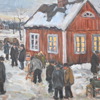 Bror Jönsson (f. 1931), "Auktion i Småland", olja på duk, signerad.