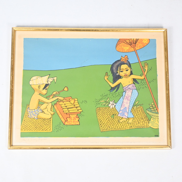 Ingrid Vang Nyman (Danmark, 1916-1959), färglitografi, signerad.