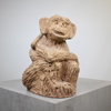 Skulptur i form av apa, lergods, signerad, 1900-tal.