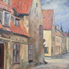 Martin Säflund (1894-1976), stadsmotiv, olja på pannå, signerad.
