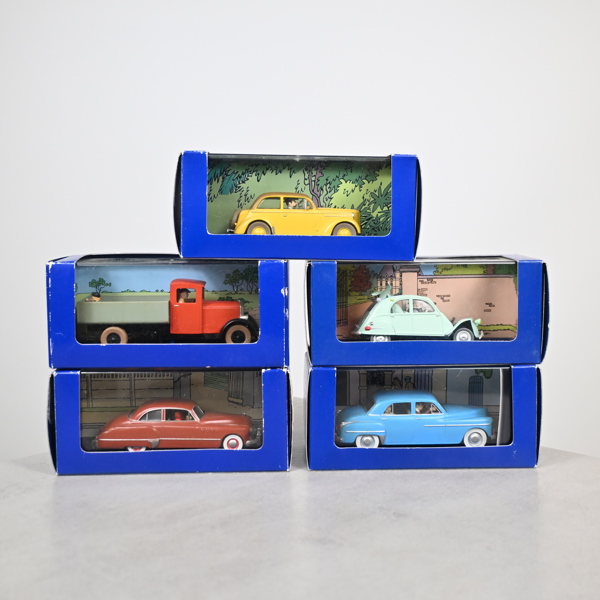 Modellbilar, 5st, Tintin, Editions Atlas, Moulinsart. 
