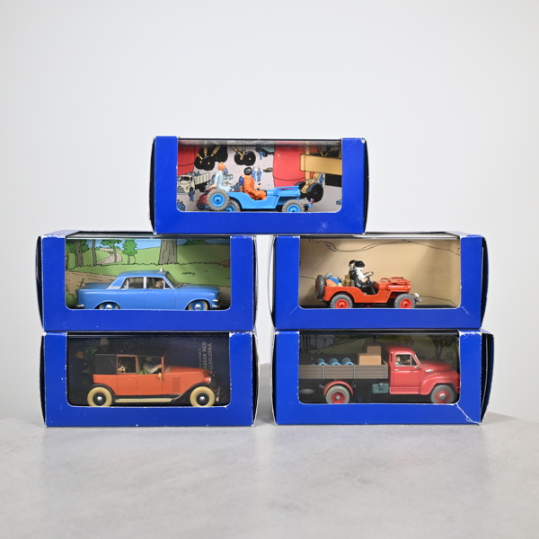 Modellbilar, 5st, Tintin, Editions Atlas, Moulinsart. 