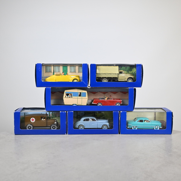 Modellbilar, 6st, Tintin, Editions Atlas, Moulinsart. 