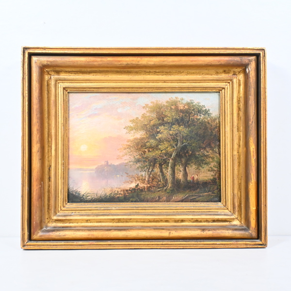 Okänd konstnär, landskap med sjöutsikt, 1800-tal.