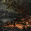 Okänd konstnär, vinterlandskap i månljus, 1800-tal.