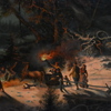Okänd konstnär, vinterlandskap i månljus, 1800-tal.