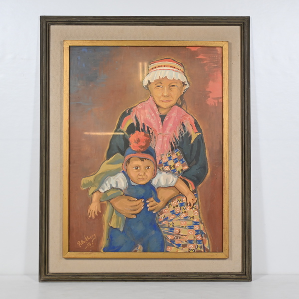 Pelle Åberg (1909-1964), "Fru Ulri med son", gouache på papper, signerad.